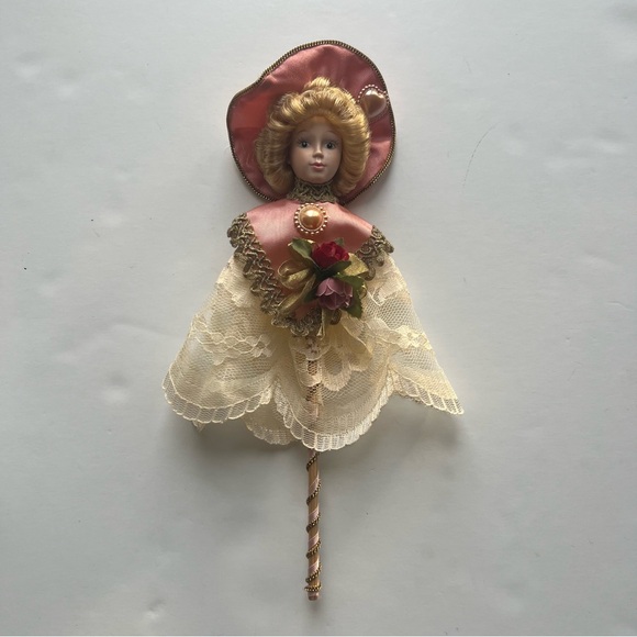 Vintage Kurt S Adler KSA Victorian Porcelain Doll Christmas Ornament Mauve Pink - Picture 3 of 16